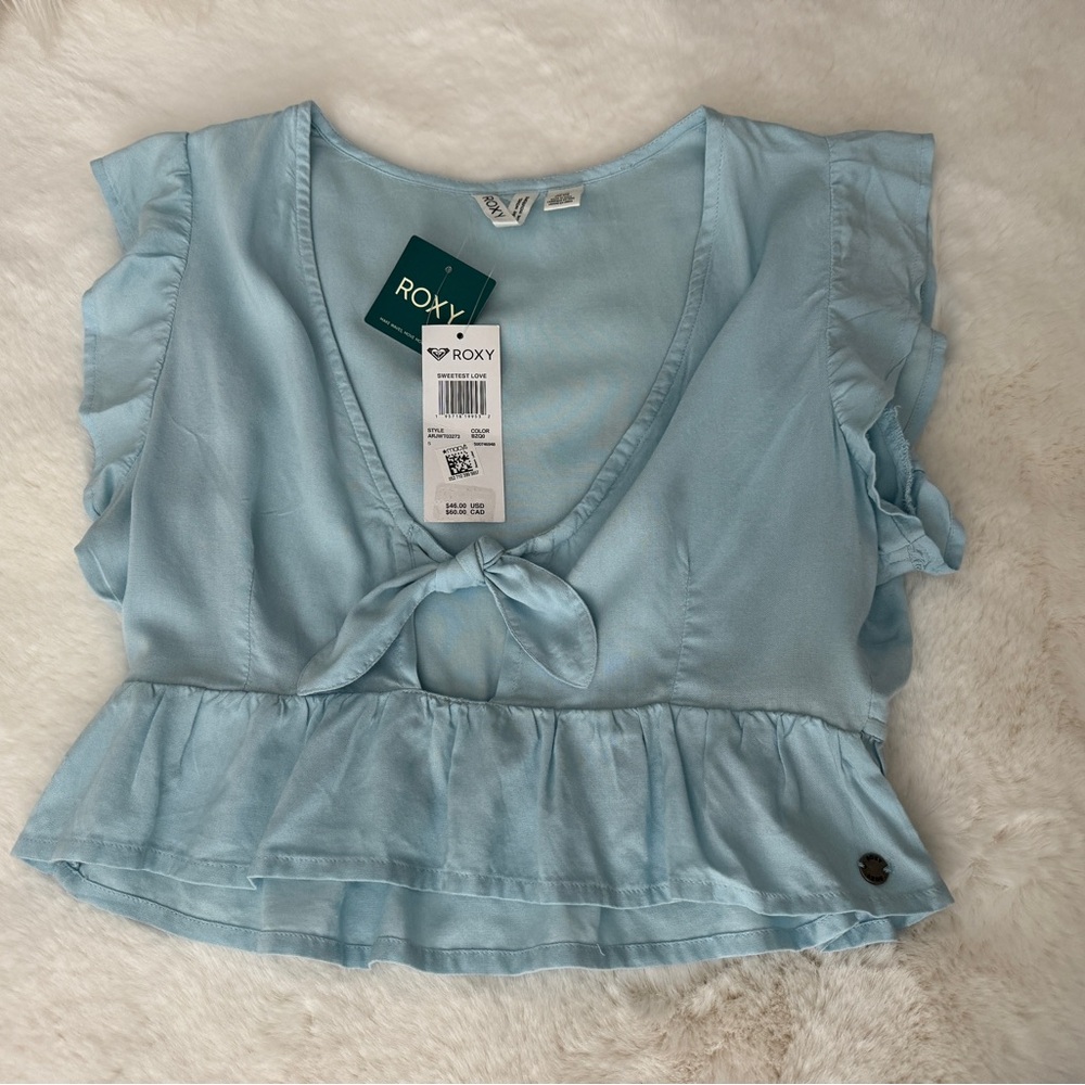 NWT($46)Roxy Small Crop Top Front Tie Summer Shirt